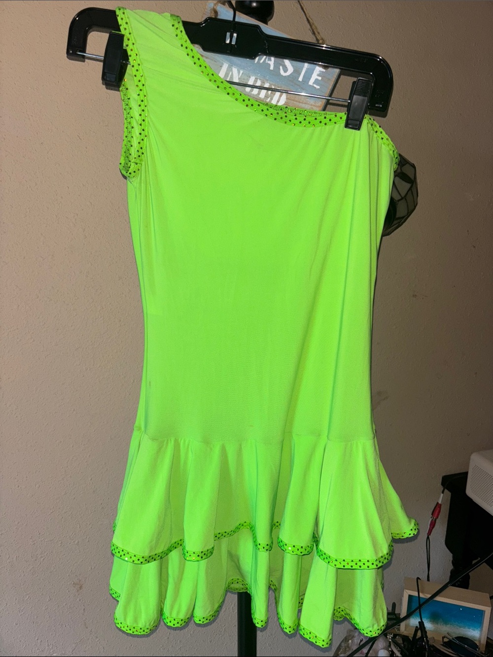 Neon Lime One-Shoulder Ruffle Dance Dress